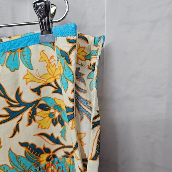 Jones Wear Blue Orange Floral Boho Peasant Skirt Hippie Festival Retro A-Line 16 - Picture 4 of 11